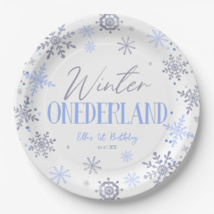 Plato De Papel Winter ONEderland Snowflake Primer Fiesta de cumpl
