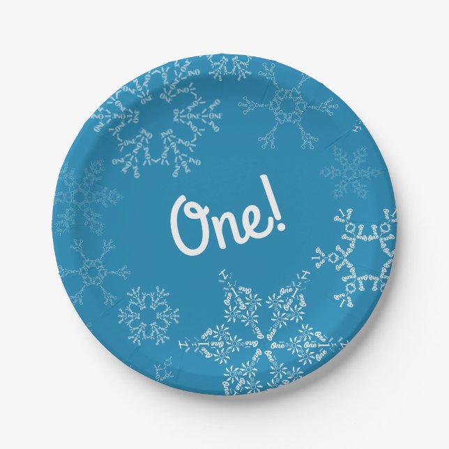 Plato De Papel Winter Onederland Snowflake Primer Fiesta de cumpl (Anverso)
