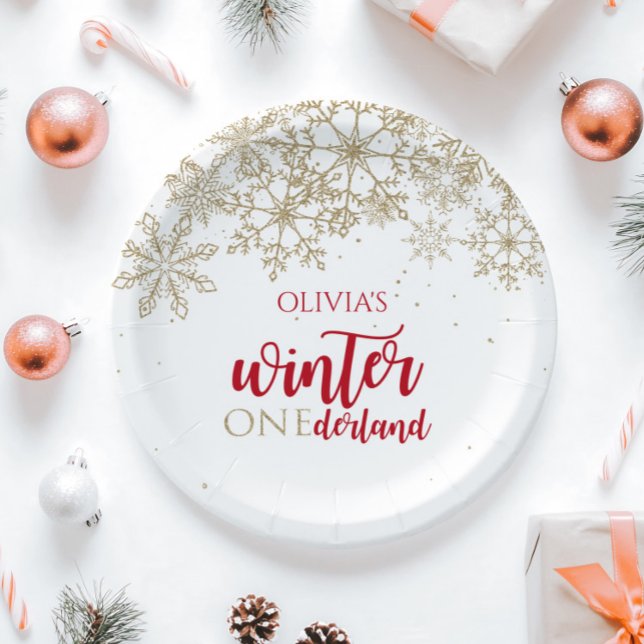 Plato De Papel Winter ONEdernald Red y el cumpleaños del copo de  (Subido por el creador)