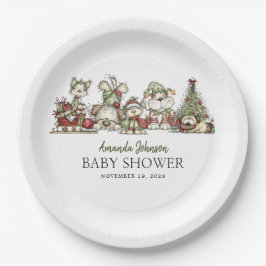 Plato De Papel Winter Puppy Christmas Holidays Baby Shower