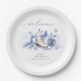 Plato De Papel Winter Snowflake Ice Skate Baby Shower Welcome
