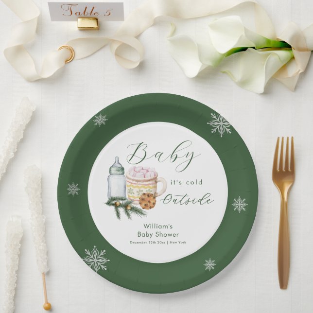 Plato De Papel Winter Snowflake S'more Cookie Baby Shower  (Boda)