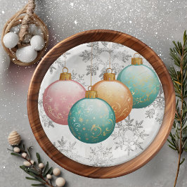 Plato De Papel Winter Snowflakes Balls Ornaments Baby Shower