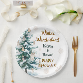 Plato De Papel Winter Wonderland Baby Shower 