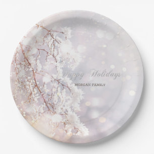 Plato De Papel Winter Wonderland Branches
