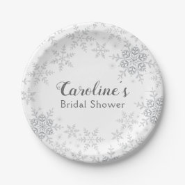 Plato De Papel Winter Wonderland Bridal Shower Silver Snowflakes