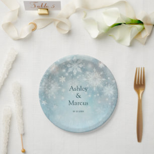 Plato De Papel Winter Wonderland Snowflake Boda