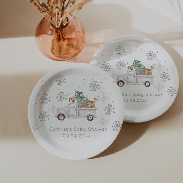 Plato De Papel Winter Woodland Baby Shower (Subido por el creador)