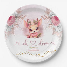 Plato De Papel Winter Woodland Chica Baby Shower