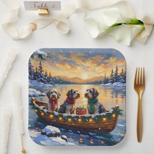 Plato De Papel Wirehaired Pointing Griffon Christmas Boat Holiday (Boda)