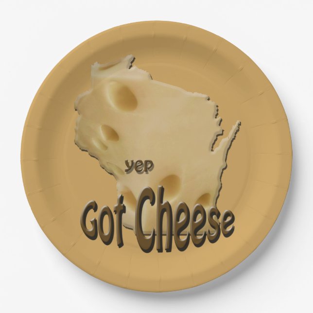 Plato De Papel Wisconsin Cheesehead Tiene Queso (Anverso)