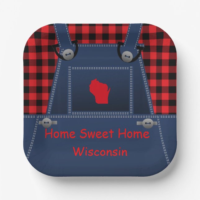 Plato De Papel Wisconsin Overalls Buffalo Placa De Papel De 7" (Anverso)