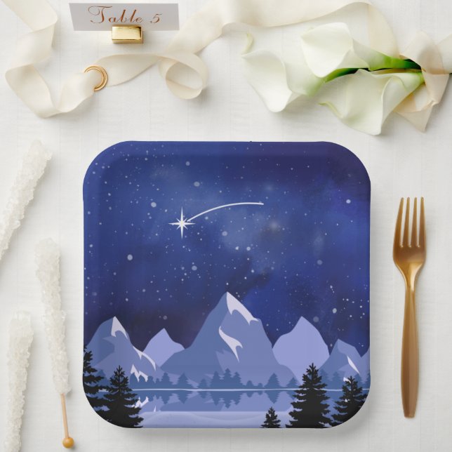 Plato De Papel Wishing Star Night Sky (Boda)