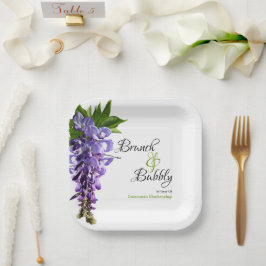 Plato De Papel Wisteria Brunch Bubbly Bridal Shower On White