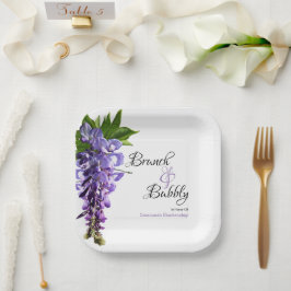 Plato De Papel Wisteria Brunch Bubbly Bridal Shower On White