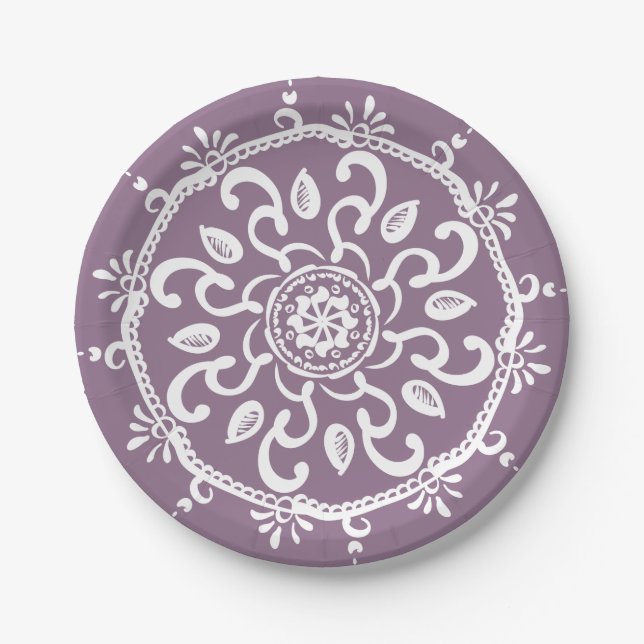 Plato De Papel Wisteria Mandala (Anverso)