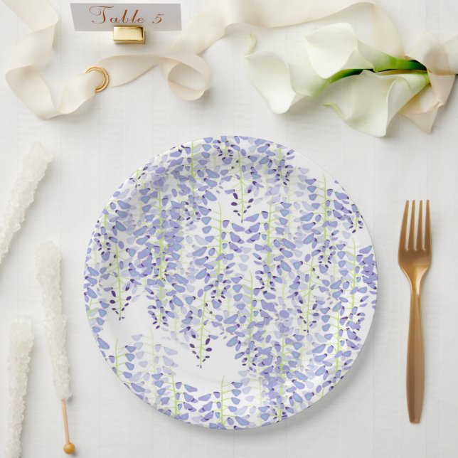 Plato De Papel Wisteria Placas desechables (Boda)