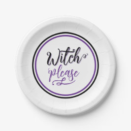 Plato De Papel Witch Halloween Party Black Purple