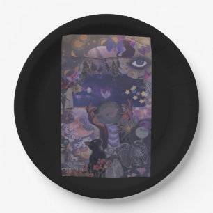 Plato De Papel Witchen Whimsigoth Estética Con Gatos
