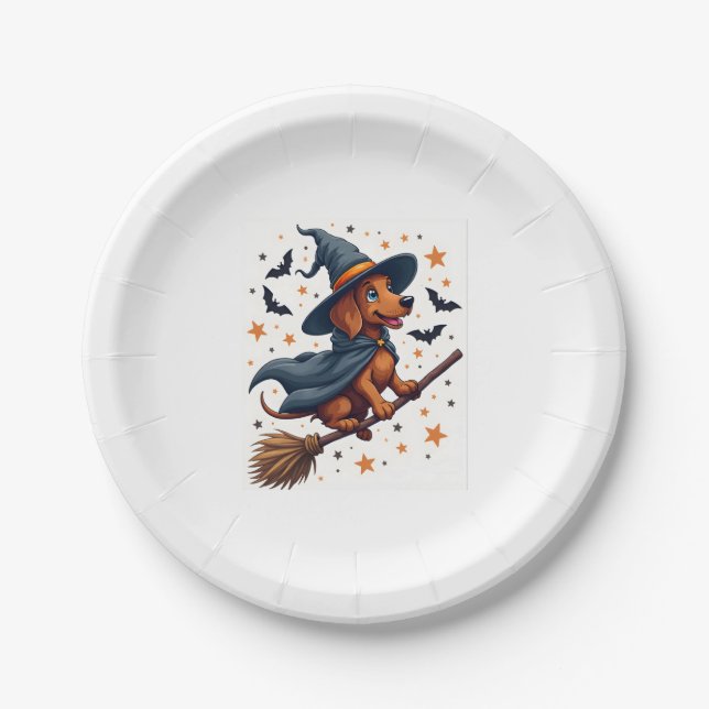 Plato De Papel Witchy Dachshund Delight (Anverso)