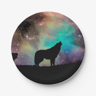 Plato De Papel Wolf gritando en el universo