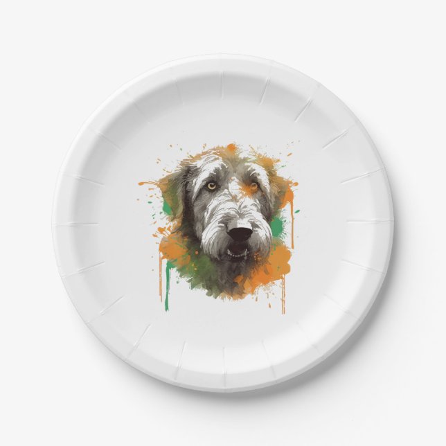 Plato De Papel Wolfhound irlandés (Anverso)