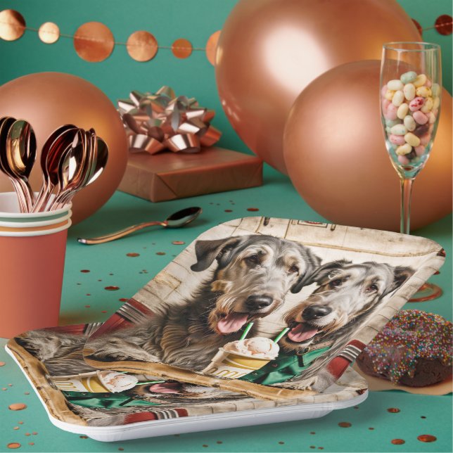 Plato De Papel Wolfhounds Irlandés Con Soda De Helado (Multi)