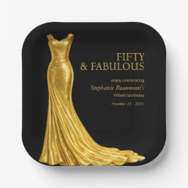 Plato De Papel Woman Elegant Fabulous Golden Dress 50th Birthday