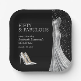 Plato De Papel Woman Elegant Fabulous Silver Dress 50th Birthday