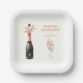 Plato De Papel Woman's Elegant Popping Champagne Retirement