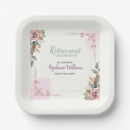 Plato De Papel Women Floral Classic Elegant Retirement Party