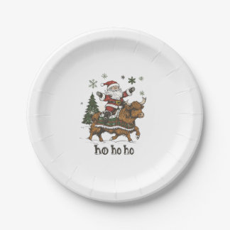 Plato De Papel Womens Xmas Tree Lighting Santa Riding Highland Co