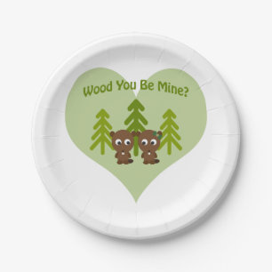 Plato De Papel Wood You Be Mine Beaver Love