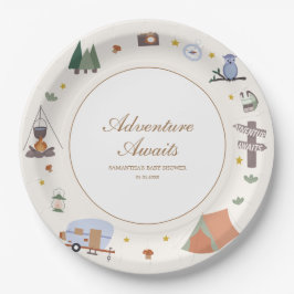 Plato De Papel Woodland Adventure espera el camping Baby Shower