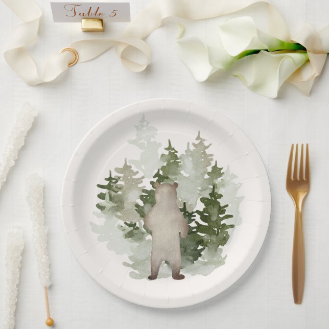Plato De Papel Woodland Adventure Gender Neutral Baby Shower (Boda)