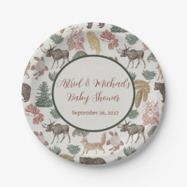 Plato De Papel Woodland Animal Baby Shower