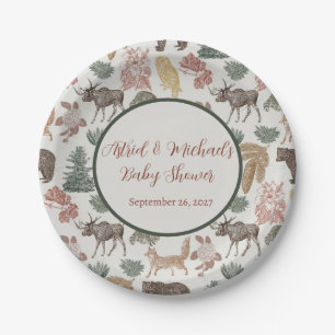 Plato De Papel Woodland Animal Baby Shower