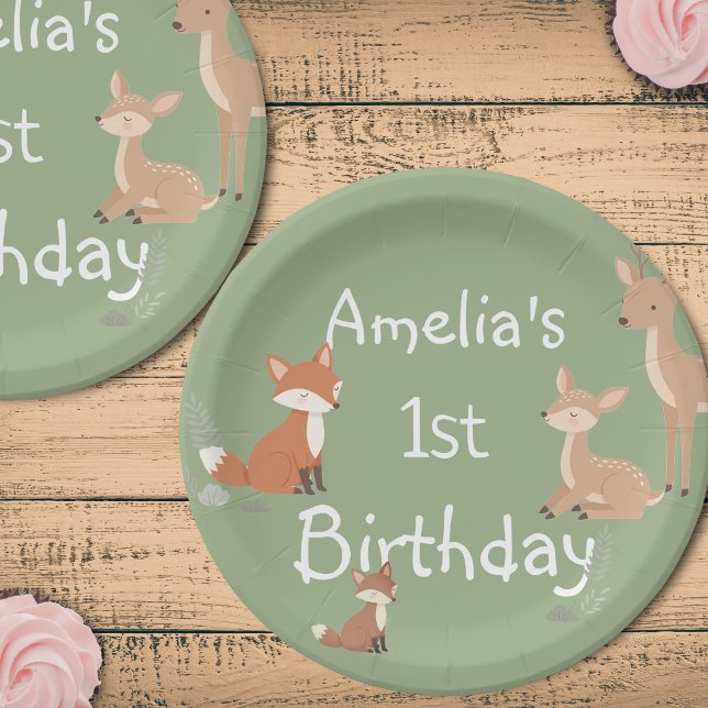 Plato De Papel  Woodland Animal Birthday Party  (Subido por el creador)