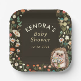 Plato De Papel Woodland Animal Daisy Flower Baby Shower