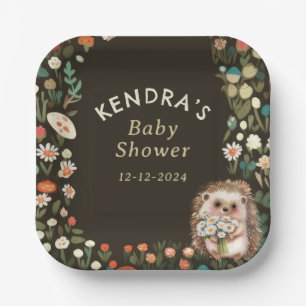 Plato De Papel Woodland Animal Daisy Flower Baby Shower