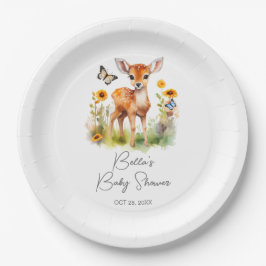 Plato De Papel Woodland Animal Deer Baby Shower