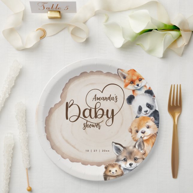 Plato De Papel Woodland Animal Theme Baby Shower (Boda)