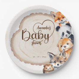 Plato De Papel Woodland Animal Theme Baby Shower