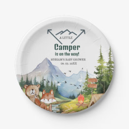 Plato De Papel Woodland Animals Adventure Camper Baby Shower