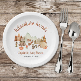 Plato De Papel Woodland Animals Autumn Adventure Baby Shower
