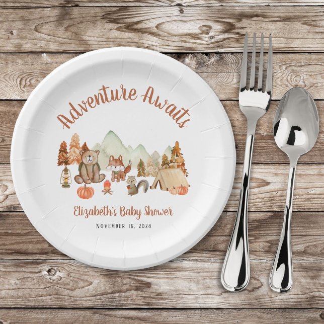 Plato De Papel Woodland Animals Autumn Adventure Baby Shower (Subido por el creador)