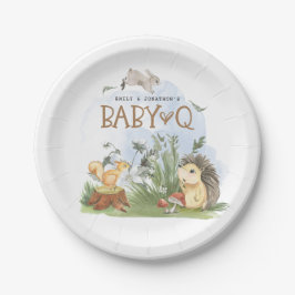 Plato De Papel Woodland Animals Baby Q Backyard Baby Shower