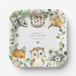 Plato De Papel Woodland Animals Baby Shower Paper Plates