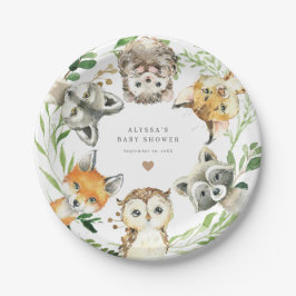 Plato De Papel Woodland Animals Baby Shower Paper Plates