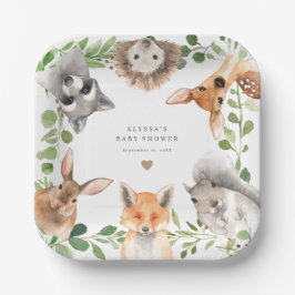 Plato De Papel Woodland Animals Baby Shower Paper Plates